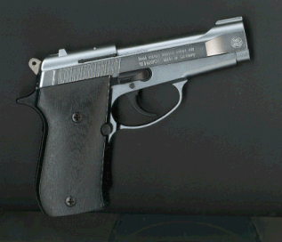 Built to the same uncomprising standard as the black version, this pistol is finished in nickle with black grips.